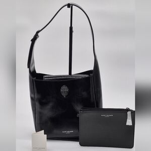 NWOT Kurt Geiger Glossy Black Bond Hobo Leather Shoulder Bag